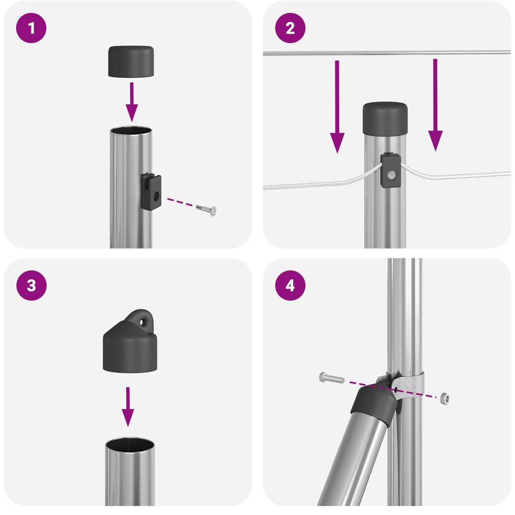 vidaXL Πόposts με βάσεις 7 τμχ Ø32mm 90cm Γαλβανισμένο ατσάλι