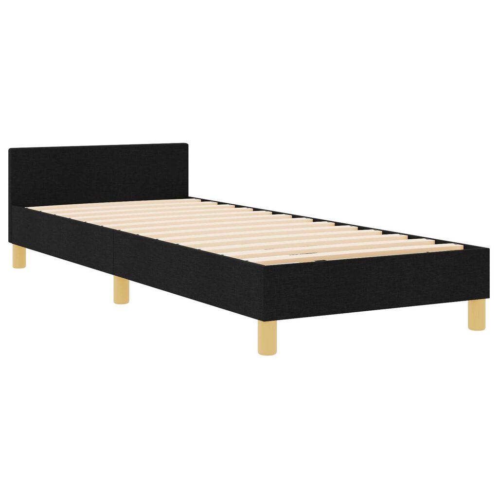 vidaXL Σκελετός Κρεβατιού με κεφαλάρι Μαύρο 100 x 200 cm ύφασμα