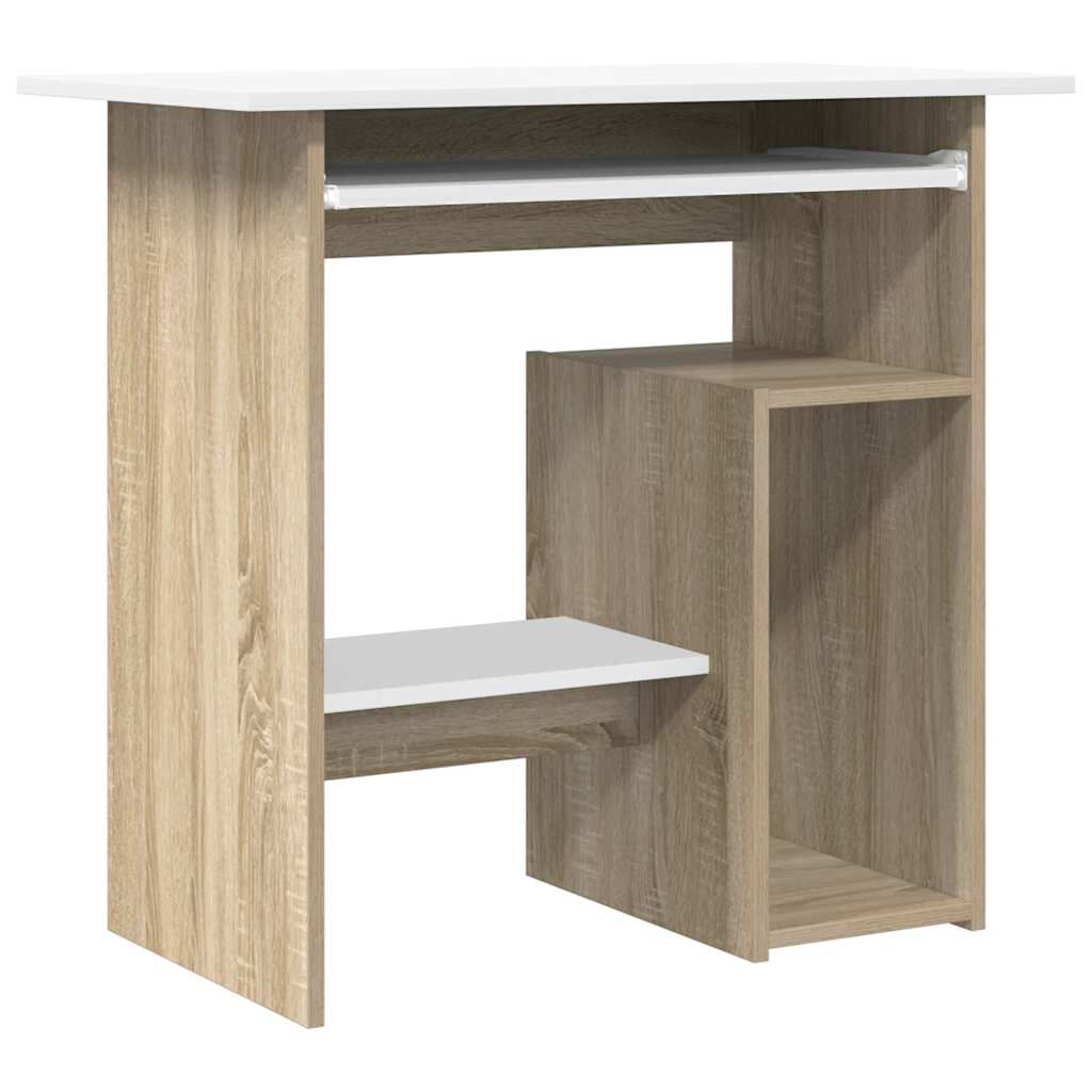 vidaXL Γραφείο Λευκό / Sonoma Δρυς 80 x 45 x 74 εκ. από Μοριοσανίδα