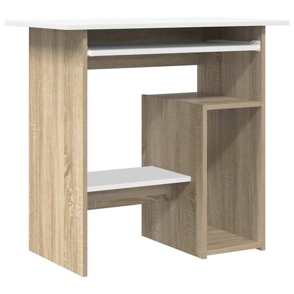 vidaXL Γραφείο Λευκό / Sonoma Δρυς 80 x 45 x 74 εκ. από Μοριοσανίδα