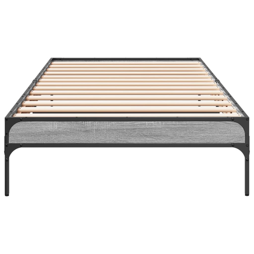 vidaXL Πλαίσιο Κρεβατιού Γκρι Sonoma 75x190 εκ. Επεξ. Ξύλο & Μέταλλο