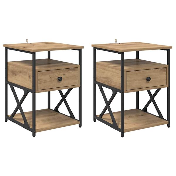 vidaXL &Kappa;&omicron;&mu;&omicron;&delta;ί&nu;&omicron; 2 pcs Artisan Oak 40 x 42 x 55 &epsilon;&kappa; &Epsilon;&pi;&epsilon;&xi;&epsilon;&rho;&gamma;&alpha;&sigma;&mu;έ&nu;&omicron; &xi;ύ&lambda;&omicron;