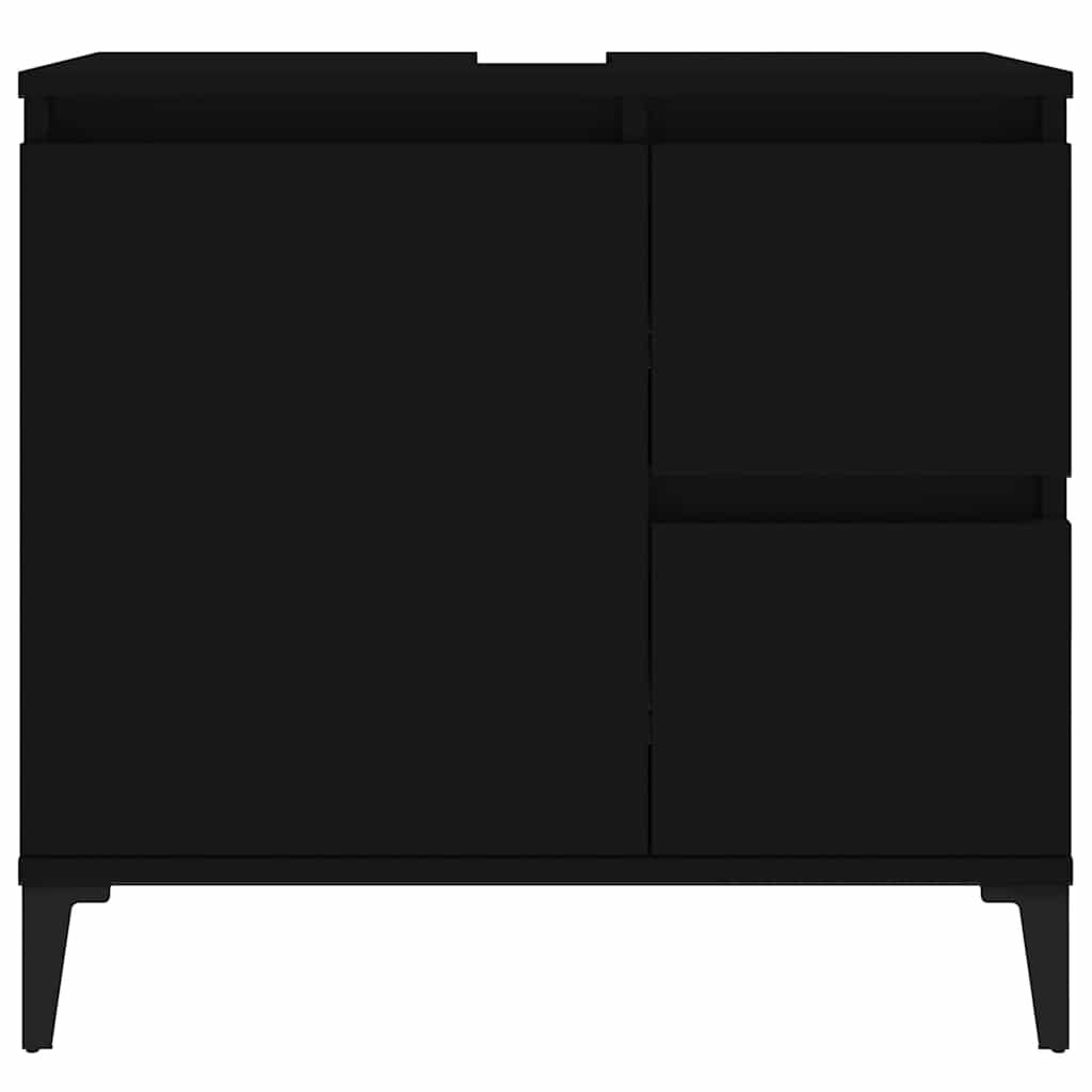 vidaXL Ντουλάπι Μπάνιου Μαύρο 65x33x60 εκ. Επεξεργασμένο Ξύλο
