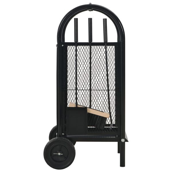 vidaXL Καρότσι Μεταφοράς Καυσόξυλων Μαύρο 30 x 35 x 81 εκ. Ατσάλινο