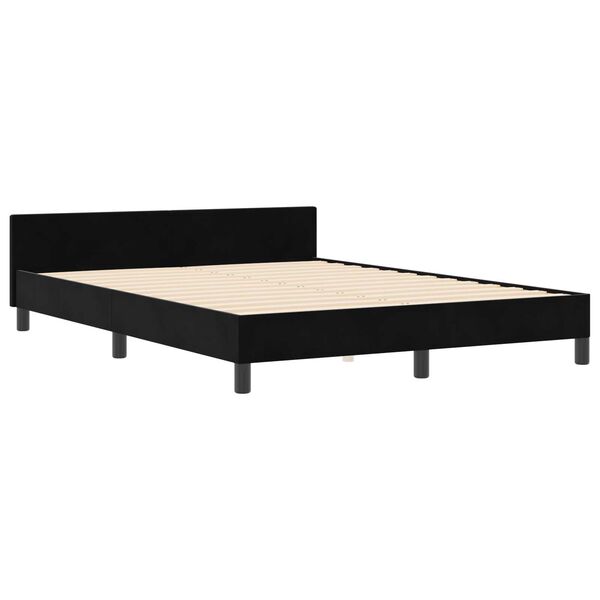 vidaXL Σκελετός Κρεβατιού με κεφαλάρι Μαύρο 140 x 190 cm Βελούδο