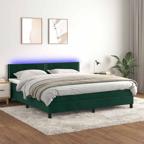vidaXL &Kappa;&rho;&epsilon;&beta;ά&tau;&iota; Boxspring &mu;&epsilon; &Sigma;&tau;&rho;ώ&mu;&alpha; & LED &Sigma;&kappa;. &Pi;&rho;ά&sigma;&iota;&nu;&omicron; 180x200&epsilon;&kappa; &Beta;&epsilon;&lambda;&omicron;ύ&delta;&omicron;