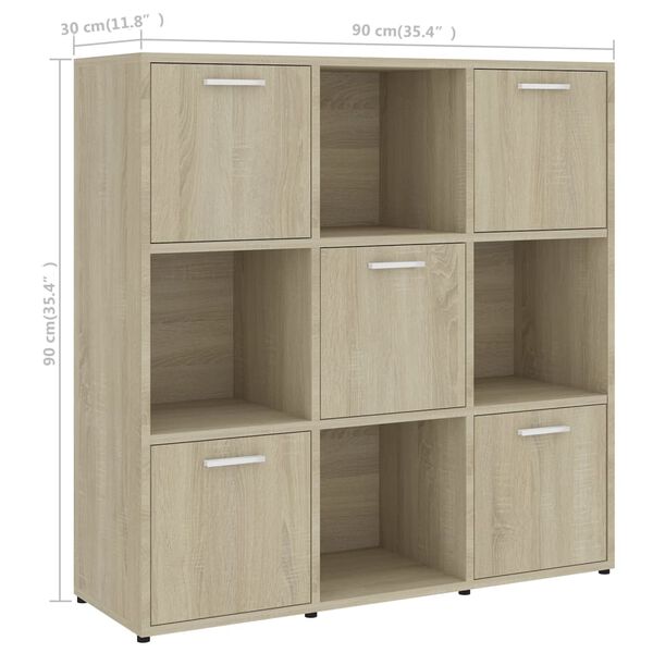 vidaXL Βιβλιοθήκη Χρώμα Sonoma Δρυς 90 x 30 x 90 εκ. από Επεξ. Ξύλο