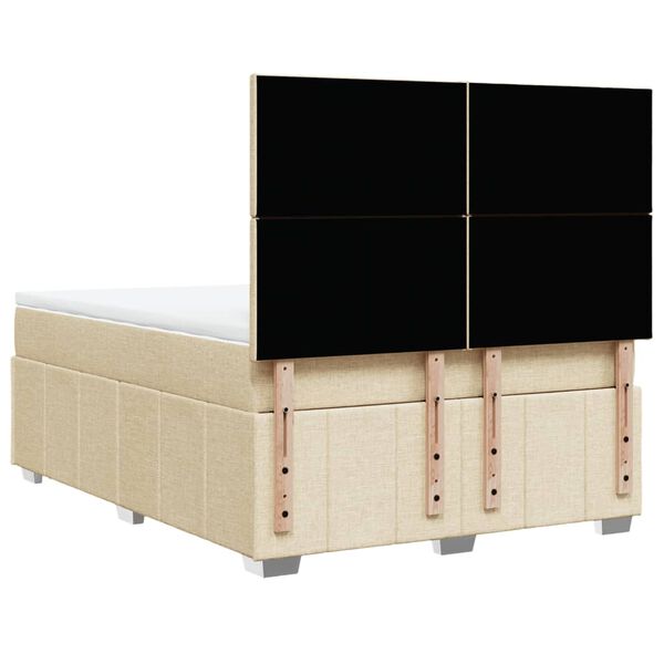 vidaXL Κρεβάτι Boxspring με Στρώμα Κρεμ 140x200 εκ. Υφασμάτινο