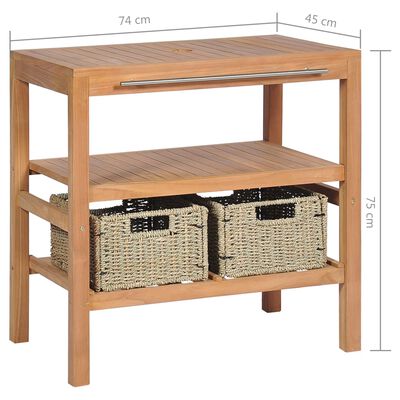 vidaXL Έπιπλο Μπάνιου 74x45x75 εκ. από Μασίφ Ξύλο Teak με 2 Καλάθια