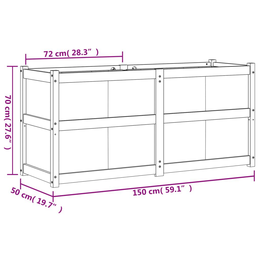 vidaXL Ζαρντινιέρα Κήπου 150x50x70 εκ. από Μασίφ Ξύλο Ψευδοτσούγκας