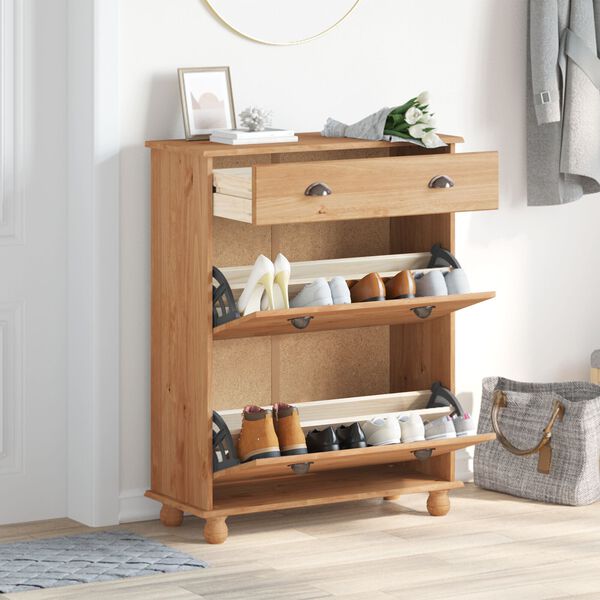 vidaXL Ντουλάπα Παπουτσιών με συρτάρι ASKIM Καφέ 85 x 35 x 108 εκ