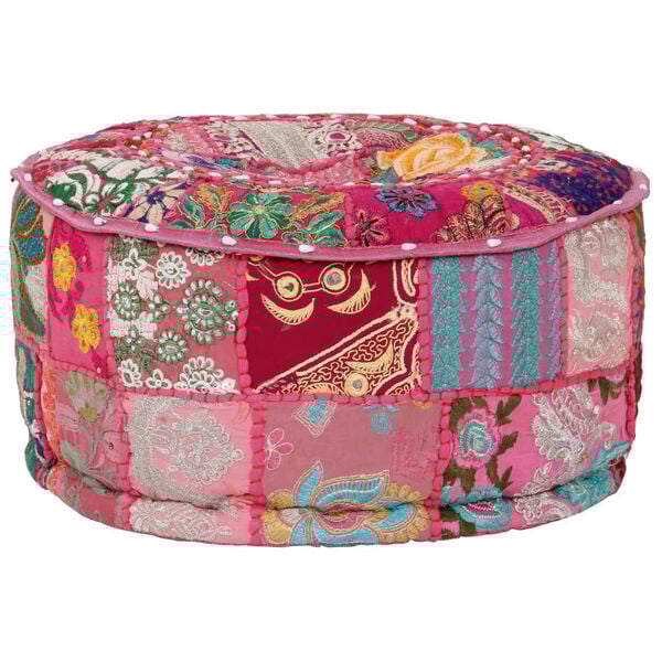 vidaXL Πουφ Patchwork Στρογγυλό Χειροποίητο Ροζ 40 x 20 εκ. Βαμβάκι