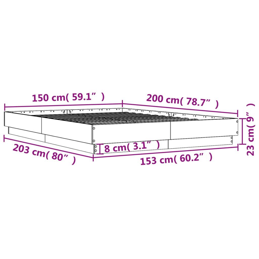 vidaXL Πλαίσιο Κρεβατιού Μαύρο 160x200 εκ. Επεξεργασμένο Ξύλο