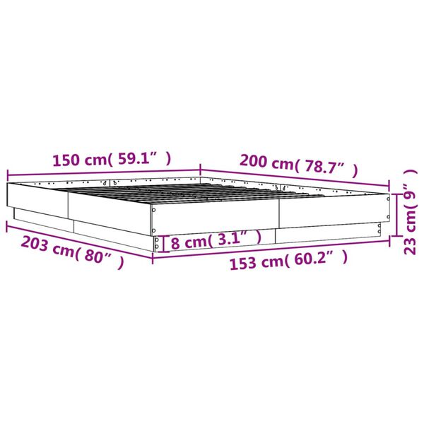 vidaXL Πλαίσιο Κρεβατιού Μαύρο 160x200 εκ. Επεξεργασμένο Ξύλο