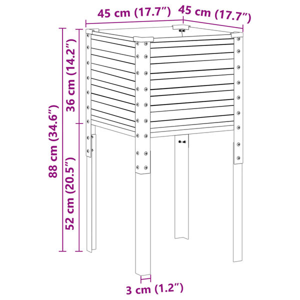 vidaXL Ζαρντινιέρα Κήπου 45x45x88 εκ. από Γαλβανισμένο Χάλυβα
