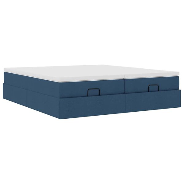 vidaXL Οθωμανικό κρεβάτι με στρώματα μπλε 180x200cm ύφασμα