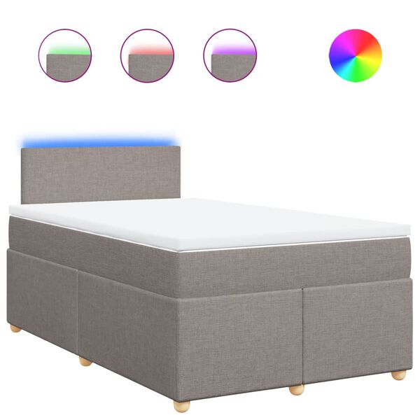 vidaXL Κρεβάτι Boxspring με Στρώμα Taupe 120x190 εκ. Υφασμάτινο