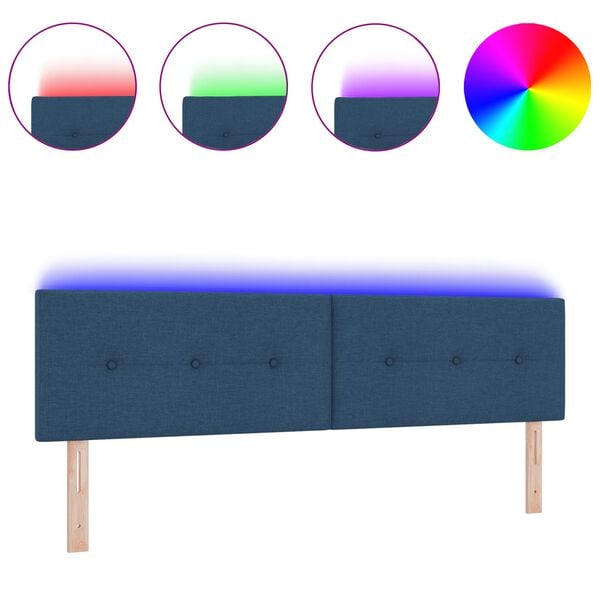 vidaXL LED Κεφαλάρι με φώτα λωρίδας LED με κεφαλάρι Μπλε 180 cm ύφασμα