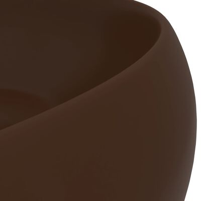 vidaXL Νιπτήρας Πολυτελής Στρογγυλός Σκ. Καφέ Ματ 40x15 εκ. Κεραμικός