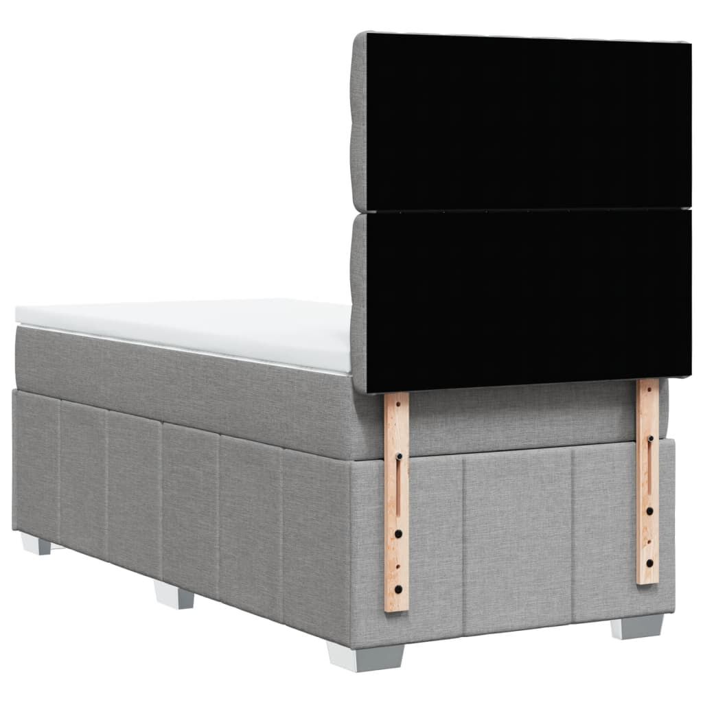 vidaXL Κρεβάτι Boxspring με Στρώμα Ανοιχτό Γκρι 90x200 εκ. Υφασμάτινο