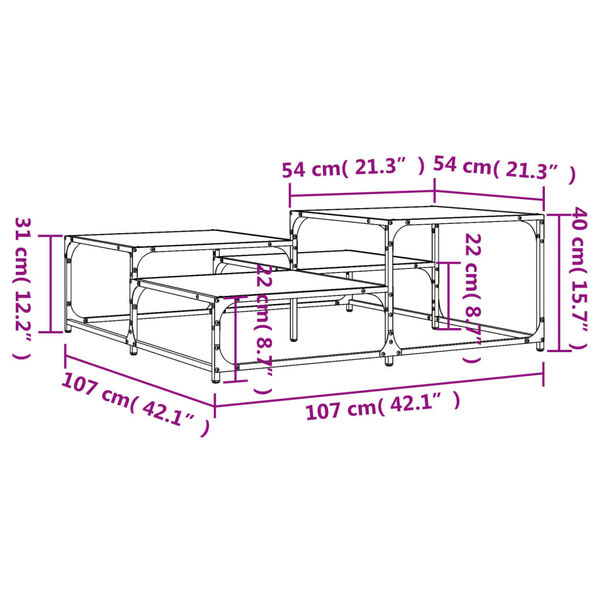vidaXL Τραπεζάκι Σαλονιού Γκρι Sonoma 107 x 107 x 40 εκ. Επεξεργ. Ξύλο