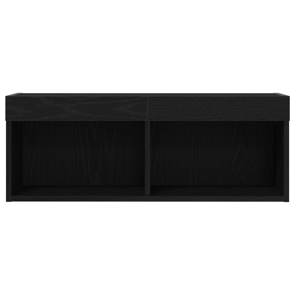 vidaXL Κάγκελα Τηλεόρασης με LED Φώτα 2 τμχ Μαύρη Δρυς 80x30x30 εκ