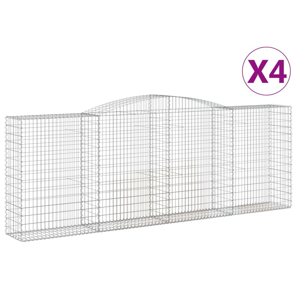 vidaXL Συρματοκιβώτια Τοξωτά 4 τεμ. 400x50x140/160 εκ. Γαλβαν. Ατσάλι