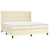 vidaXL Κρεβάτι Boxspring με Στρώμα & LED Κρεμ 200x200 εκ. Συνθ. Δέρμα