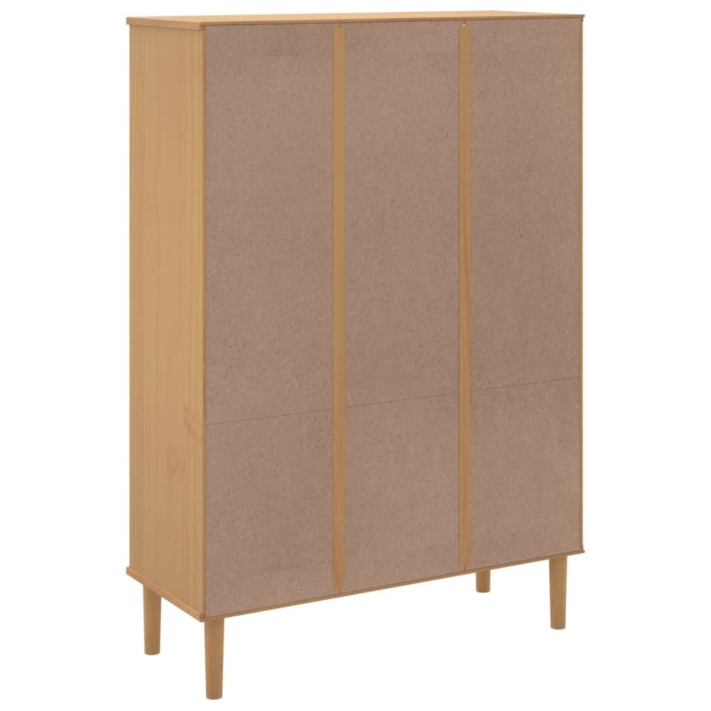 vidaXL Βιβλιοθήκη SENJA Καφέ/Όψη Ρατάν 90x35x130 εκ Μασίφ Ξύλο Πεύκου