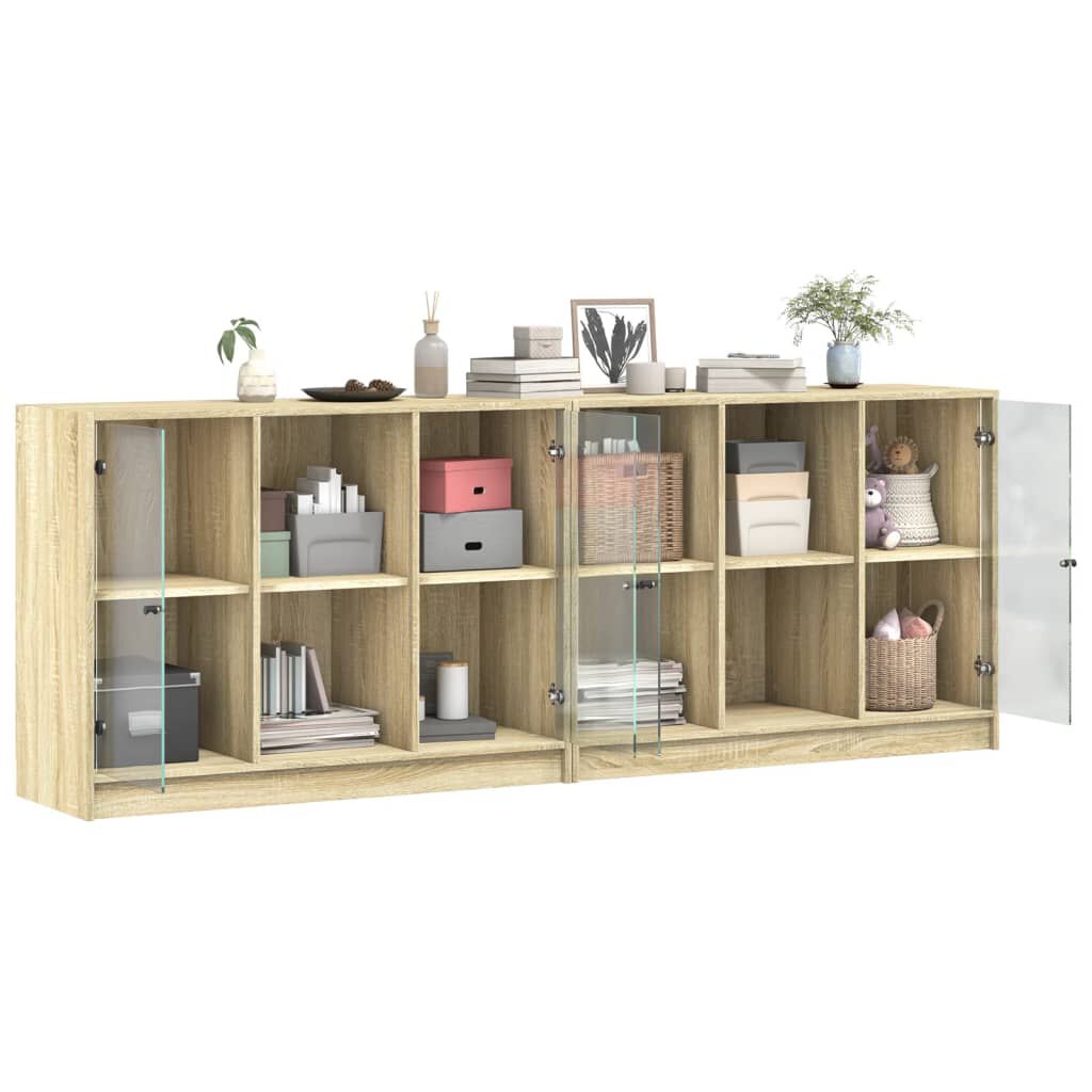 vidaXL Βιβλιοθήκη με Πόρτες Sonoma Δρυς 204x37x75 εκ. Επεξ. Ξύλο