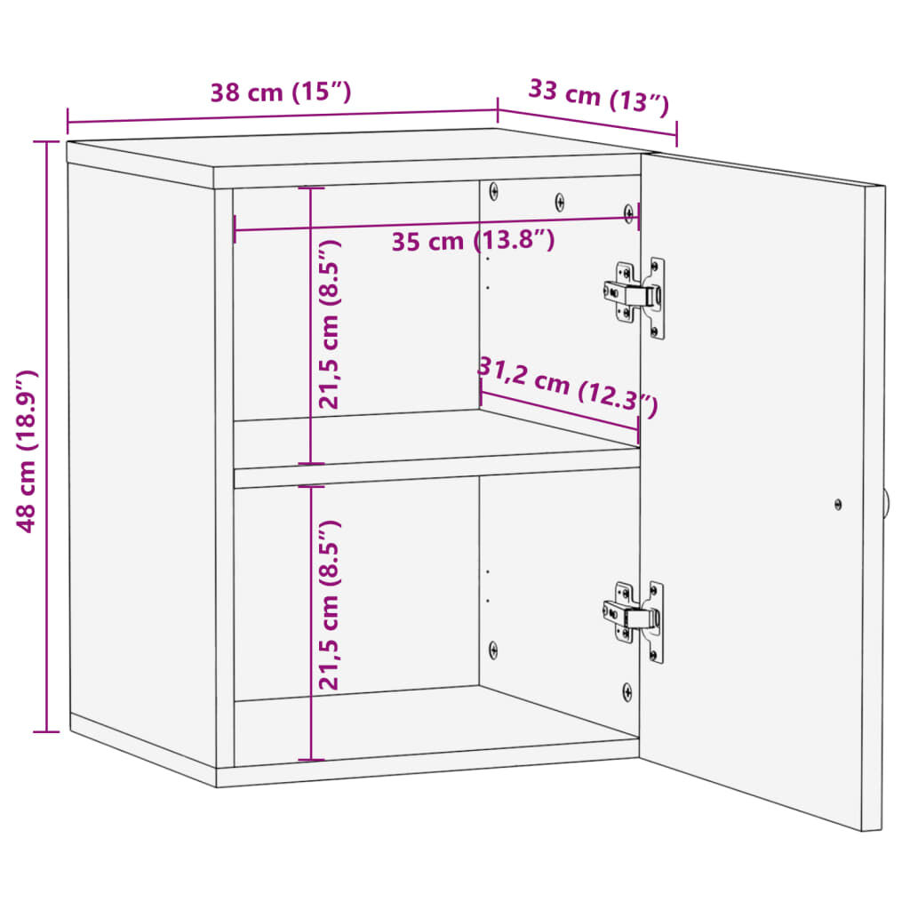 vidaXL Ντουλάπι Μπάνιου Επιτοίχιο 38x33x48 εκ. Μασίφ Ανακυκλωμένο Ξύλο