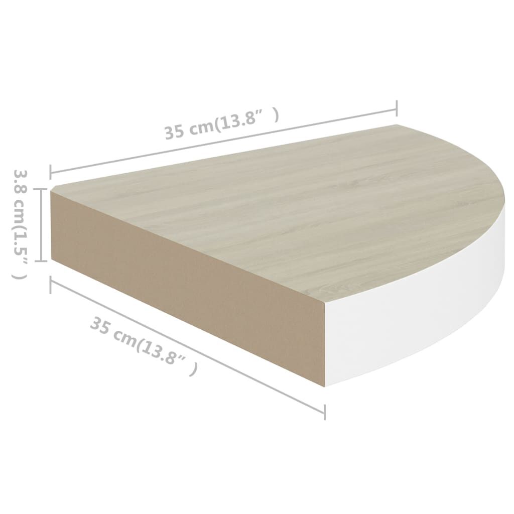 vidaXL Ράφια Τοίχου Γωνιακά 4 τεμ. Δρυς/Λευκό 35x35x3,8 εκ από MDF
