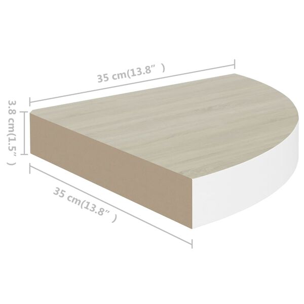 vidaXL Ράφια Τοίχου Γωνιακά 4 τεμ. Δρυς/Λευκό 35x35x3,8 εκ από MDF
