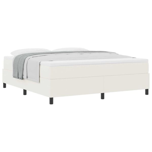 vidaXL Κρεβάτι Box Spring με Στρώμα - Κρέμ, Super King, Υφάσμα Κορντούρα