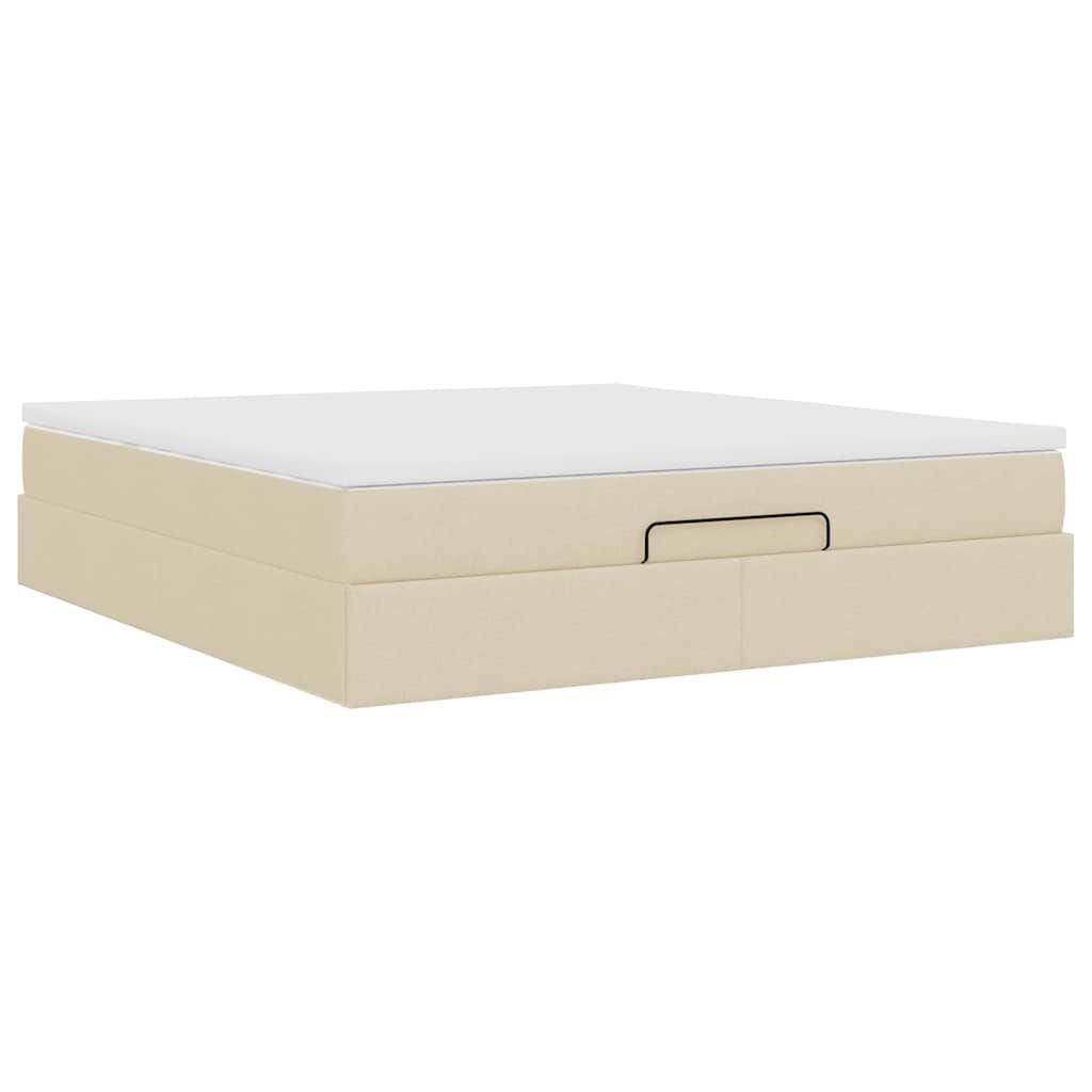 vidaXL Οθωμανικό κρεβάτι με στρώμα Cream 180x200cm ύφασμα