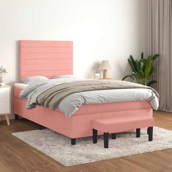 vidaXL &Kappa;&rho;&epsilon;&beta;ά&tau;&iota; Boxspring &mu;&epsilon; &Sigma;&tau;&rho;ώ&mu;&alpha; &Rho;&omicron;&zeta; 120x190 &epsilon;&kappa;. &Beta;&epsilon;&lambda;&omicron;ύ&delta;&iota;&nu;&omicron;