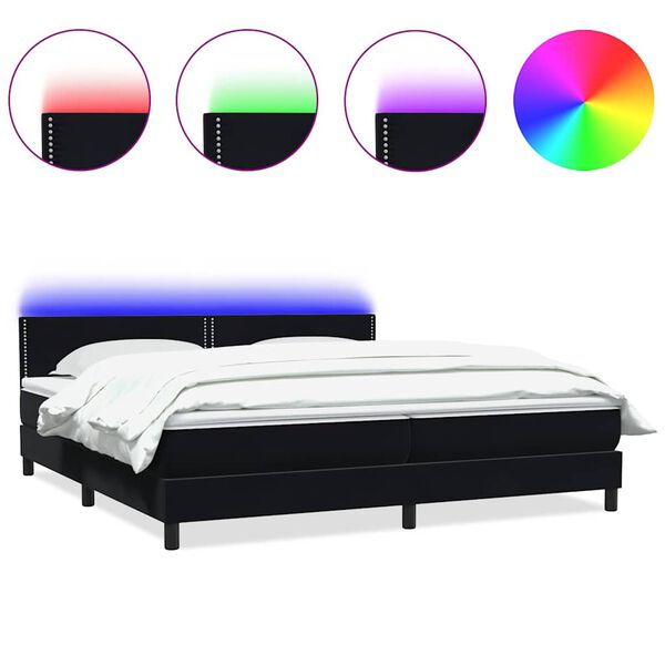 vidaXL &Kappa;&rho;&epsilon;&beta;ά&tau;&iota; Boxspring &mu;&epsilon; &Sigma;&tau;&rho;ώ&mu;&alpha; & LED &Mu;&alpha;ύ&rho;&omicron; 200x210 &epsilon;&kappa;. &Beta;&epsilon;&lambda;&omicron;ύ&delta;&iota;&nu;&omicron;