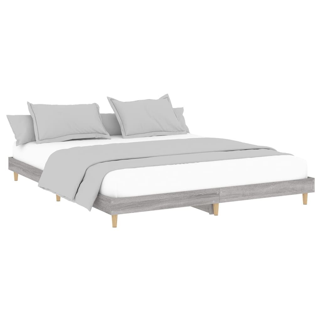 vidaXL Πλαίσιο Κρεβατιού Γκρι Sonoma 200x200 εκ. Επεξεργασμένο Ξύλο