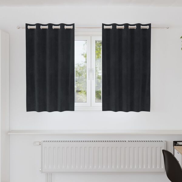 vidaXL Κουρτίνες με κουρτίνες 2 pcs Μαύρο 140 x 140 cm Βελούδο
