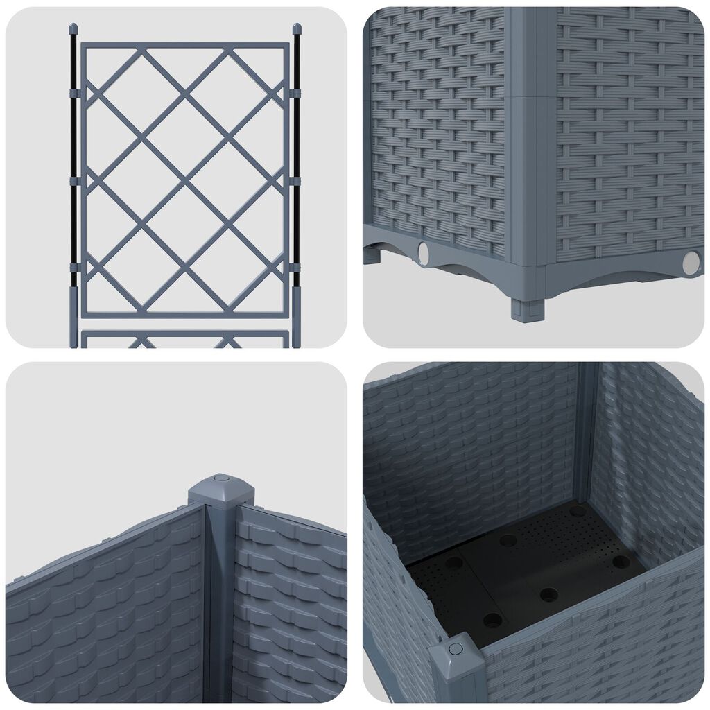 vidaXL Γλάστρα Κήπου με Πέργκολα Ανοιχτό Γκρι 40x40x143 εκ