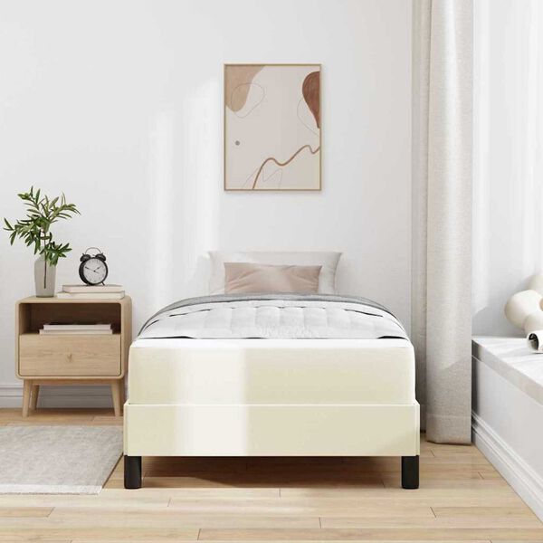 vidaXL Κρεβάτι με στρώμα Κρεμ 90 x 200 cm Τεχνητό δέρμα