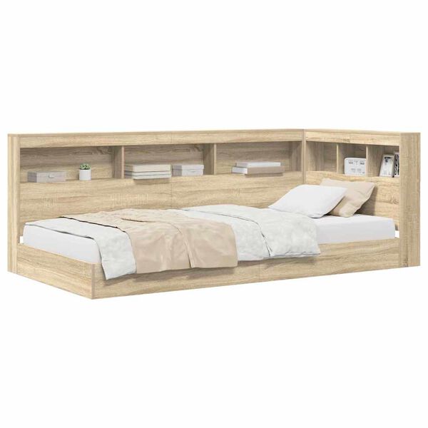 vidaXL Κρεβάτι Βιβλιοθήκης Δρύς Sonoma 75 x 190 cm Επεξεργασμένο ξύλο