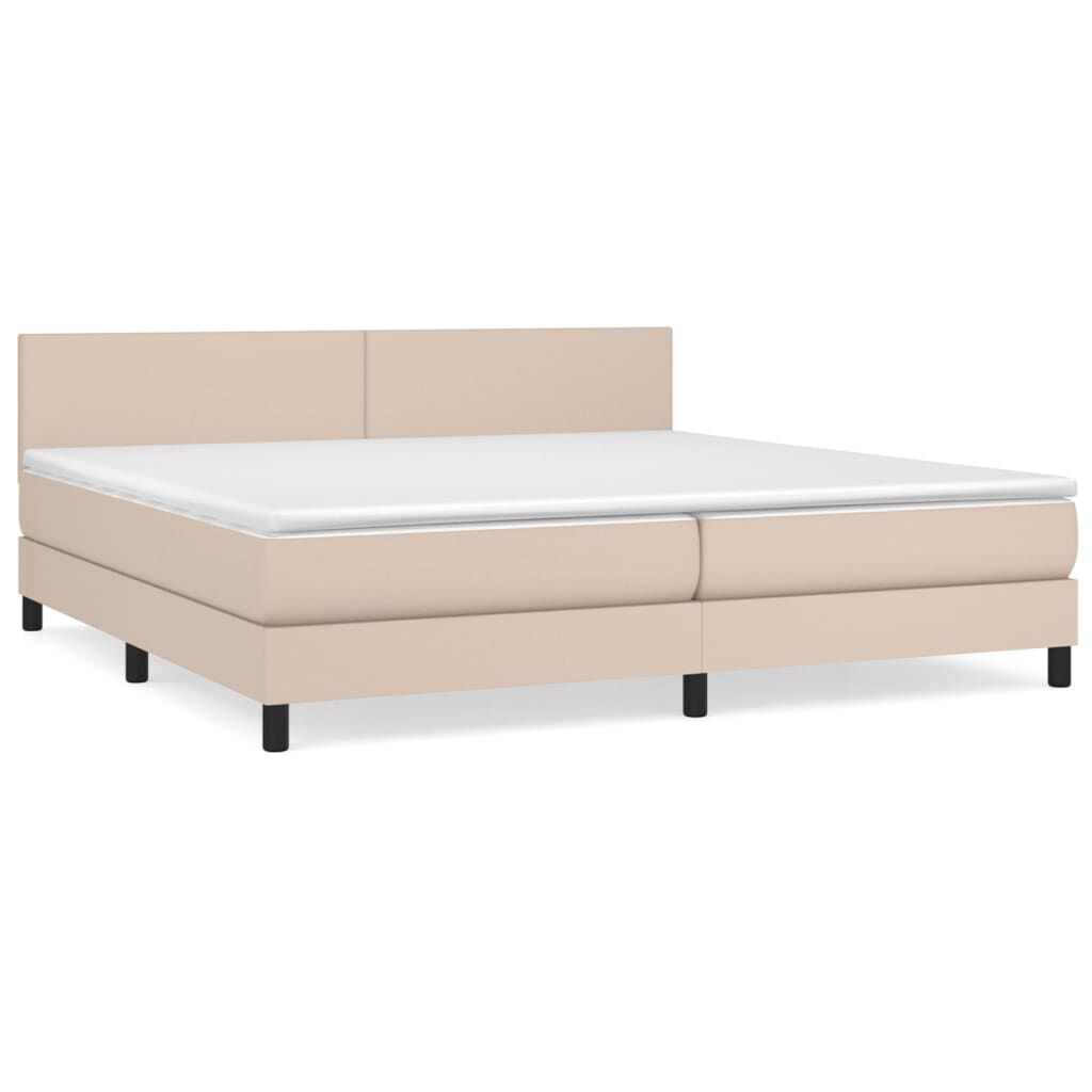 vidaXL Κρεβάτι Boxspring με Στρώμα Καπουτσίνο 200x200εκ.από Συνθ.Δέρμα