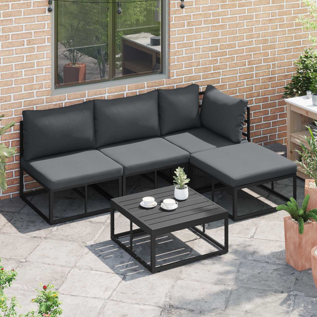 vidaXL Σετ Καναπέ Κήπου 5 pcs Μαύρο 70 x 70 x 32 εκ Αλουμίνιο