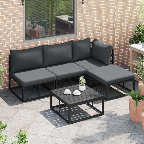 vidaXL Σετ Καναπέ Κήπου 5 pcs Μαύρο 70 x 70 x 32 εκ Αλουμίνιο