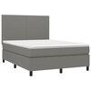 vidaXL Κρεβάτι Boxspring με Στρώμα Σκούρο Γκρι 140x190 εκ. Υφασμάτινο