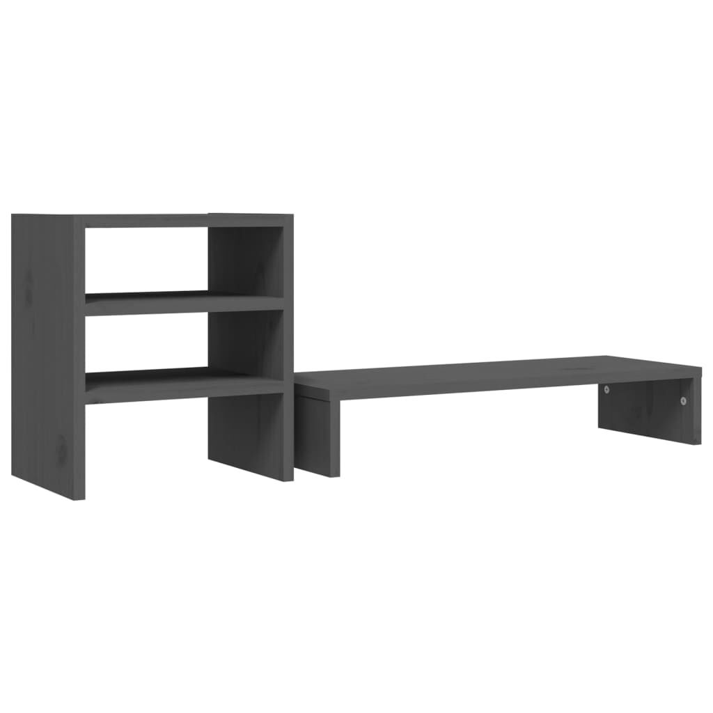 vidaXL Βάση Οθόνης Γκρι 81x20x30 εκ. από Μασίφ Ξύλο Πεύκου