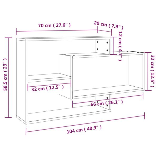 vidaXL Ράφι Τοίχου Καπνιστή Δρυς 104 x 20 x 58,5 εκ. από Επεξεργ. Ξύλο