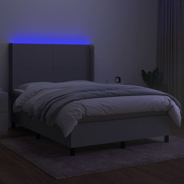 vidaXL &Kappa;&rho;&epsilon;&beta;ά&tau;&iota; Boxspring &mu;&epsilon; &Sigma;&tau;&rho;ώ&mu;&alpha; & LED &Alpha;&nu;.&Gamma;&kappa;&rho;&iota; 140x190&epsilon;&kappa;. &Upsilon;&phi;&alpha;&sigma;&mu;ά&tau;&iota;&nu;&omicron;