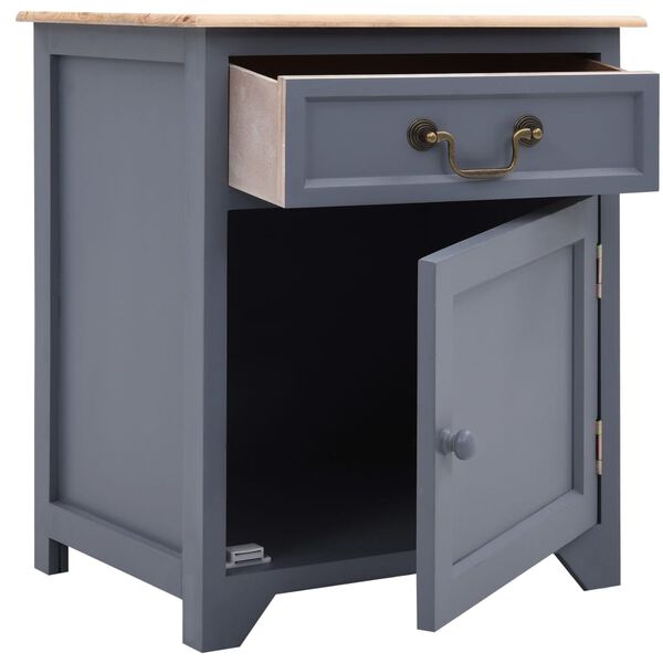 vidaXL Κομοδίνο Γκρι / Καφέ 40 x 30 x 50 εκ. από Ξύλο Παυλώνιας